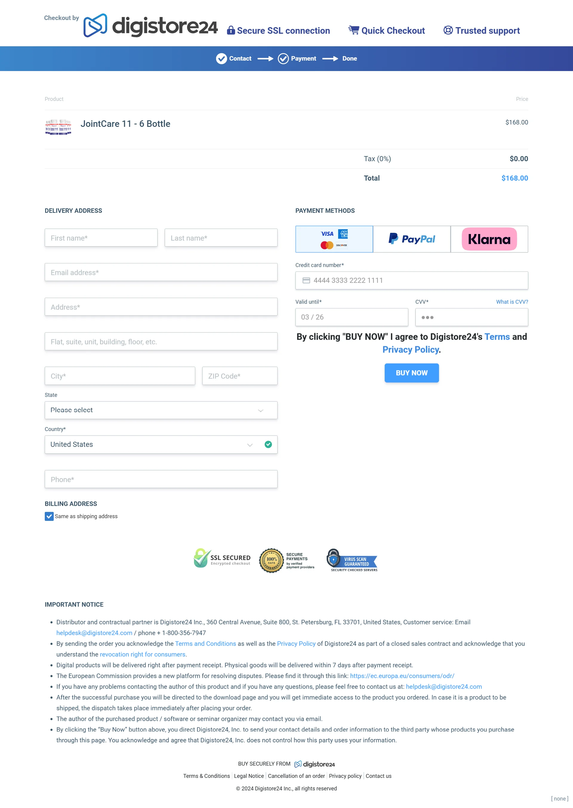 JointCare 11 order form